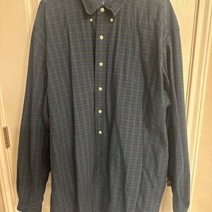 Ralph Lauren Navy and Forest Plaid Shirt